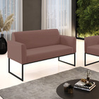 Sofá Namoradeira Base Industrial Preto Marisa Veludo   - Rose