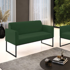Sofá Namoradeira Base Industrial Preto Marisa Veludo   - Verde