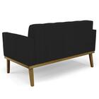 Sofá Namoradeira Base Madeira Castanho Ana Linho Preto - Ibiza