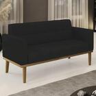 Sofá Namoradeira Base Madeira Castanho Ana Linho Preto - Ibiza