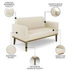 Sofá Namoradeira Base Madeira Castanho Maressa Linho Bege - I