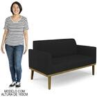 Sofá Namoradeira Base Madeira Castanho Maressa Linho Preto -