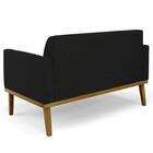 Sofá Namoradeira Base Madeira Castanho Maressa Linho Preto -