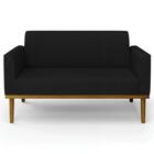 Sofá Namoradeira Base Madeira Castanho Maressa Linho Preto -