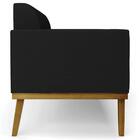 Sofá Namoradeira Base Madeira Castanho Maressa Linho Preto -