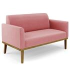 Sofá Namoradeira Base Madeira Castanho Maressa Suede Rosê - I