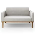 Sofá Namoradeira Base Madeira Castanho Maressa Veludo Cinza -