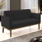Sofá Namoradeira Base Madeira Castanho Maressa Veludo Preto -