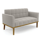 Sofá Namoradeira Base Madeira Fixa Castanho Elisa Bouclê Cinz