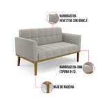 Sofá Namoradeira Base Madeira Fixa Castanho Elisa Bouclê Cinz