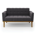 Sofá Namoradeira Base Madeira Fixa Castanho Elisa Bouclê D03