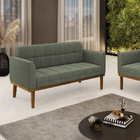 Sofá Namoradeira Base Madeira Fixa Castanho Elisa Bouclê D03