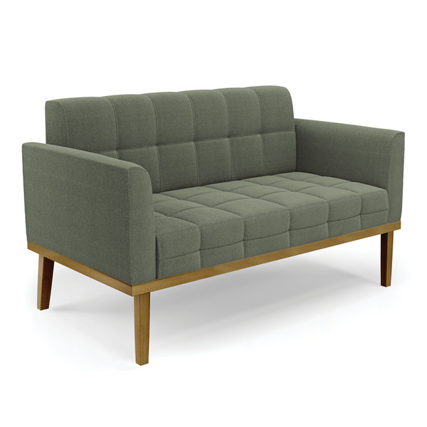 Sofá Namoradeira Base Madeira Fixa Castanho Elisa Bouclê D03