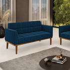 Sofá Namoradeira Base Madeira Fixa Castanho Elisa Bouclê D03