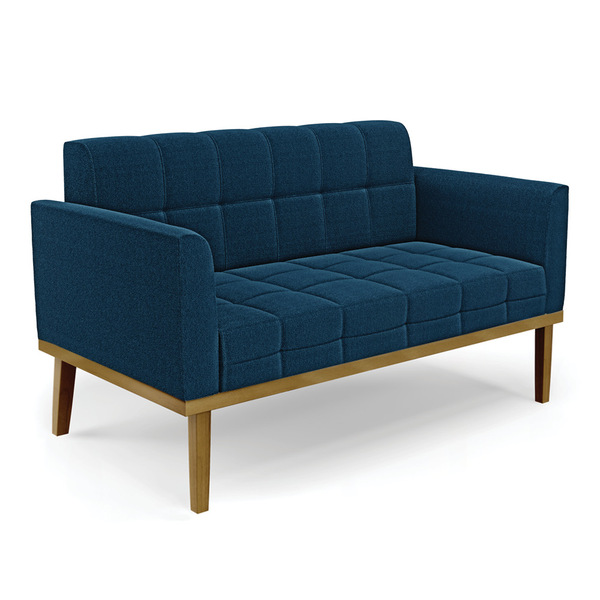 Sofá Namoradeira Base Madeira Fixa Castanho Elisa Bouclê D03