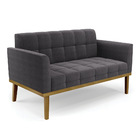 Sofá Namoradeira Base Madeira Fixa Castanho Elisa Bouclê Graf