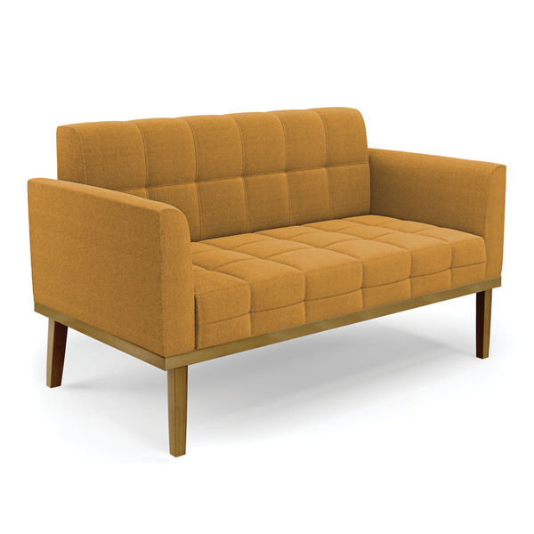 Sofá Namoradeira Base Madeira Fixa Castanho Elisa Bouclê Most