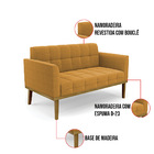 Sofá Namoradeira Base Madeira Fixa Castanho Elisa Bouclê Most