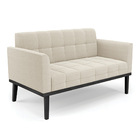 Sofá Namoradeira Base Madeira Fixa Preto Elisa Bouclê Bege D0