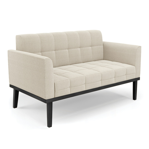 Sofá Namoradeira Base Madeira Fixa Preto Elisa Bouclê Bege D0