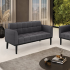 Sofá Namoradeira Base Madeira Fixa Preto Elisa Bouclê D03 - D