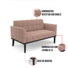 Sofá Namoradeira Base Madeira Fixa Preto Elisa Bouclê D03 - D