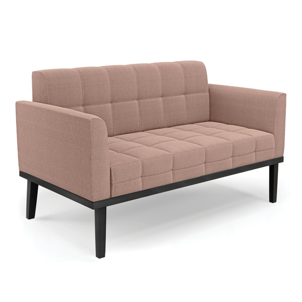 Sofá Namoradeira Base Madeira Fixa Preto Elisa Bouclê D03 - D