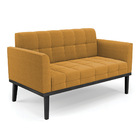 Sofá Namoradeira Base Madeira Fixa Preto Elisa Bouclê D03 - D