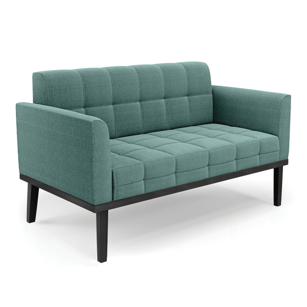 Sofá Namoradeira Base Madeira Fixa Preto Elisa Bouclê D03 - D