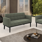 Sofá Namoradeira Base Madeira Fixa Preto Elisa Bouclê D03 - D