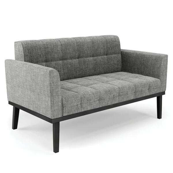 Sofá Namoradeira Base Madeira Preto Ana Linho Grafite - Ibiza