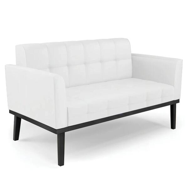 Sofá Namoradeira Base Madeira Preto Ana Sintético Branco - Ib