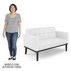 Sofá Namoradeira Base Madeira Preto Ana Sintético Branco - Ib