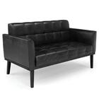 Sofá Namoradeira Base Madeira Preto Ana Sintético Pu Preto -