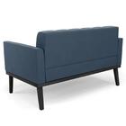 Sofá Namoradeira Base Madeira Preto Ana Suede Azul Marinho -