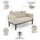 Sofá Namoradeira Base Madeira Preto Ana Suede Bege - Ibiza