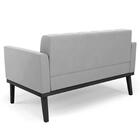 Sofá Namoradeira Base Madeira Preto Ana Suede Cinza - Ibiza