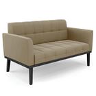 Sofá Namoradeira Base Madeira Preto Ana Suede Marrom Rt - Ibi