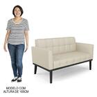 Sofá Namoradeira Base Madeira Preto Ana Veludo Luxo Off White