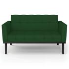 Sofá Namoradeira Base Madeira Preto Ana Veludo Luxo Verde - I