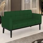 Sofá Namoradeira Base Madeira Preto Ana Veludo Luxo Verde - I