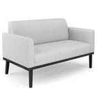 Sofá Namoradeira Base Madeira Preto Maressa Linho Cinza - Ibi