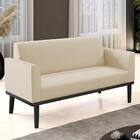 Sofá Namoradeira Base Madeira Preto Maressa Sintético Bege -