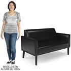 Sofá Namoradeira Base Madeira Preto Maressa Sintético Pu Pret