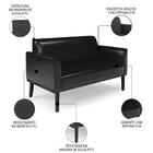 Sofá Namoradeira Base Madeira Preto Maressa Sintético Pu Pret