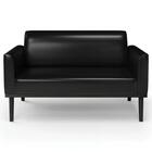 Sofá Namoradeira Base Madeira Preto Maressa Sintético Pu Pret