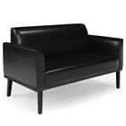 Sofá Namoradeira Base Madeira Preto Maressa Sintético Pu Pret