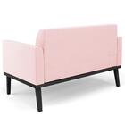 Sofá Namoradeira Base Madeira Preto Maressa Suede Rosa Bebê -