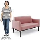 Sofá Namoradeira Base Madeira Preto Maressa Suede Rosê - Ibiza