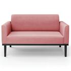 Sofá Namoradeira Base Madeira Preto Maressa Suede Rosê - Ibiza
